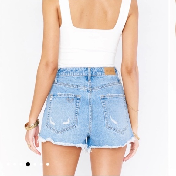 NWT Show Me Your MuMu Shorts Arizona Button Up Shorts High Rise Distressed 27 28 - Picture 4 of 13